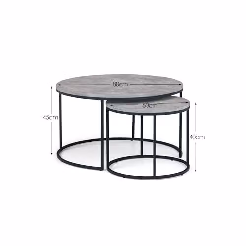 Julian Bowen Staten Round Nesting Coffee Tables in Grey and Black Concrete Effect – 2