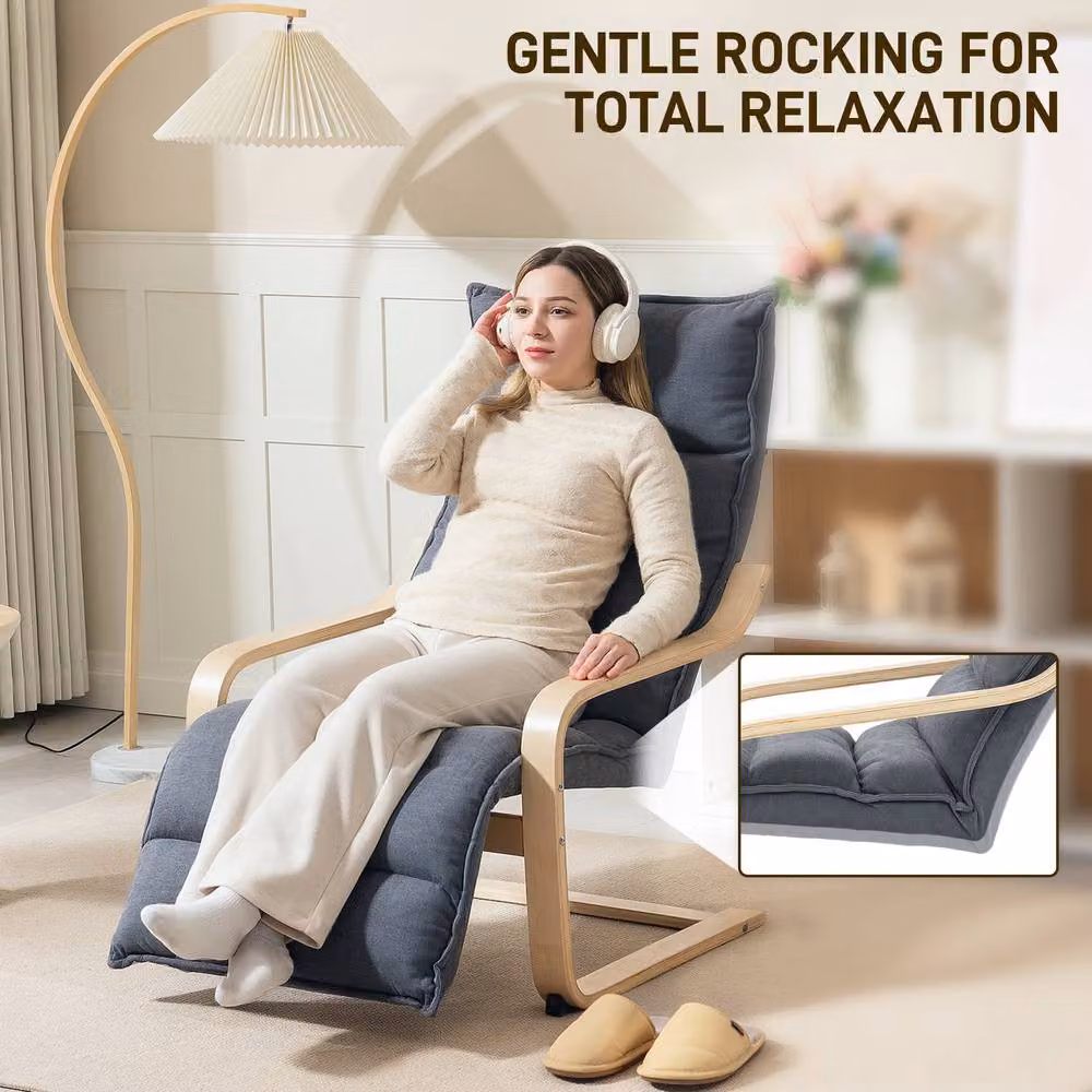 STILVORA Grey Velvet Recliner Armchair with Adjustable Footrest and Solid Wood Frame – 6