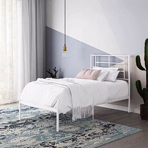 DHP Furniture Jensen Modern Metal Bed in White, Single, W/D/H: 90 x 200 cm