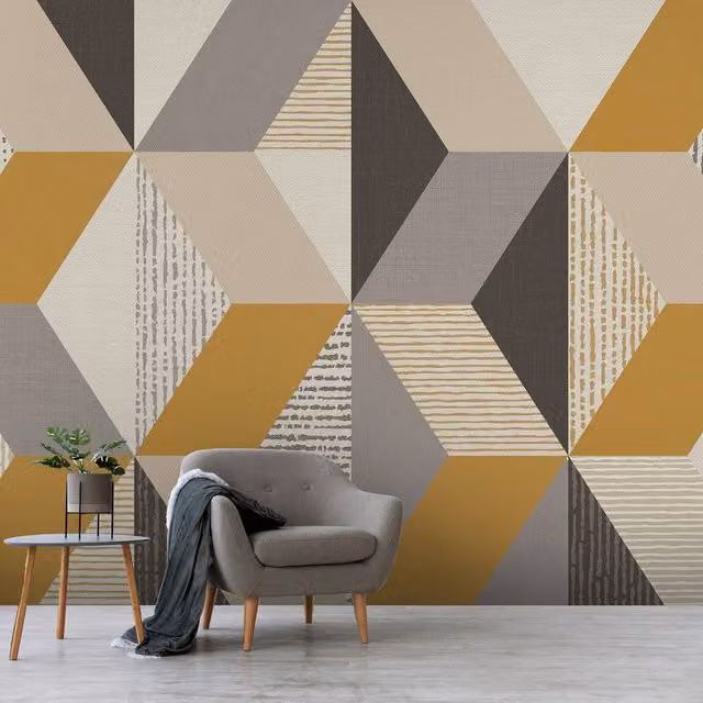 Superfresco Easy Tribal Geo Yellow Geometric Retro Wall Mural, W: 300 cm, H: 280 cm – 1