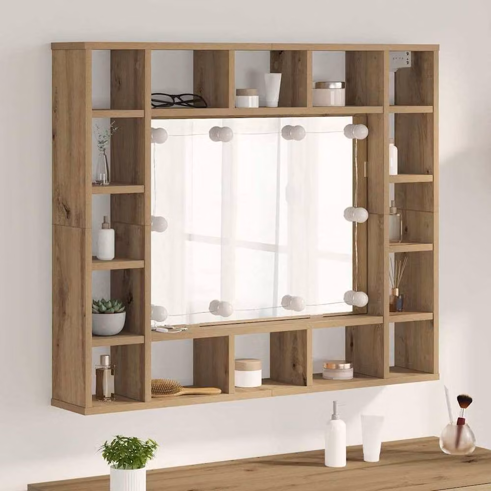 Berkfield Home Artisan Oak Mirror Cabinet in Brown with Integrated LED Lighting – 2