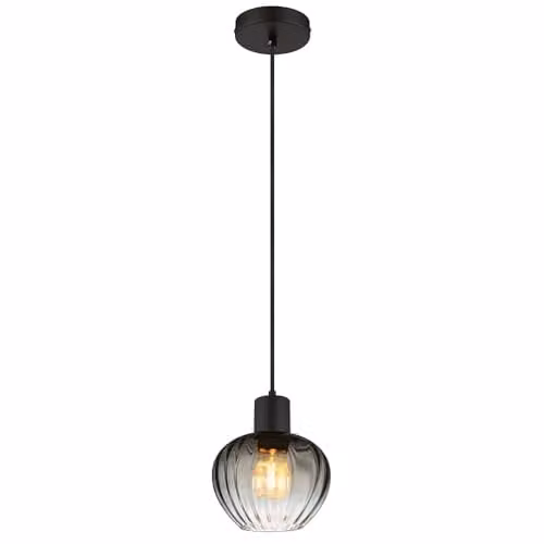 Nowa Netlighting Toy Pendant Light with Matt Black and Smoked Grey Glass Shade, Diameter: 19 cm