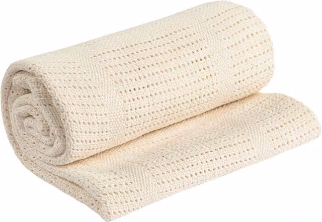 My Little World Soft Cotton Baby Cellular Blanket in Beige and Yellow, W: 120 cm