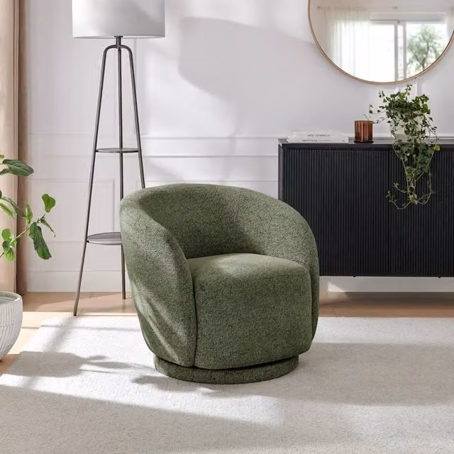 FurnitureboxUK Romilly Green Fabric Swivel Accent Tub Chair – 1