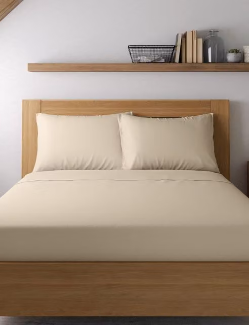 M&S Egyptian Cotton Sateen 400 Thread Count Pillowcase in Beige