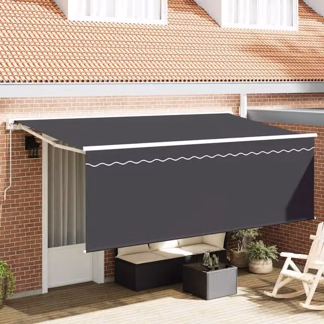 Berkfield Home Wall-Mounted Retractable Folding Arm Awning in Anthracite, White and Grey – 1