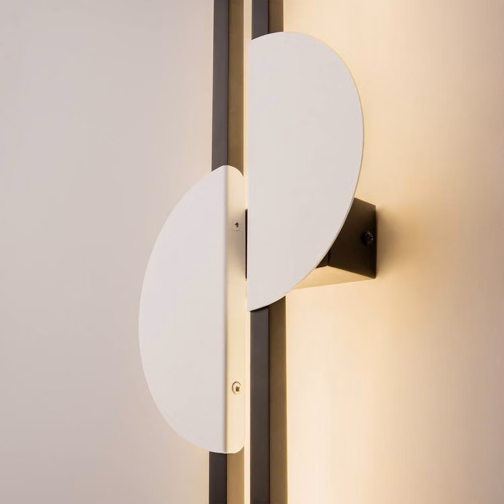 Netlighting Skyline II Modern Height-Adjustable LED Wall Lamp in Black with White Shade, 4000K, 800lm – 2