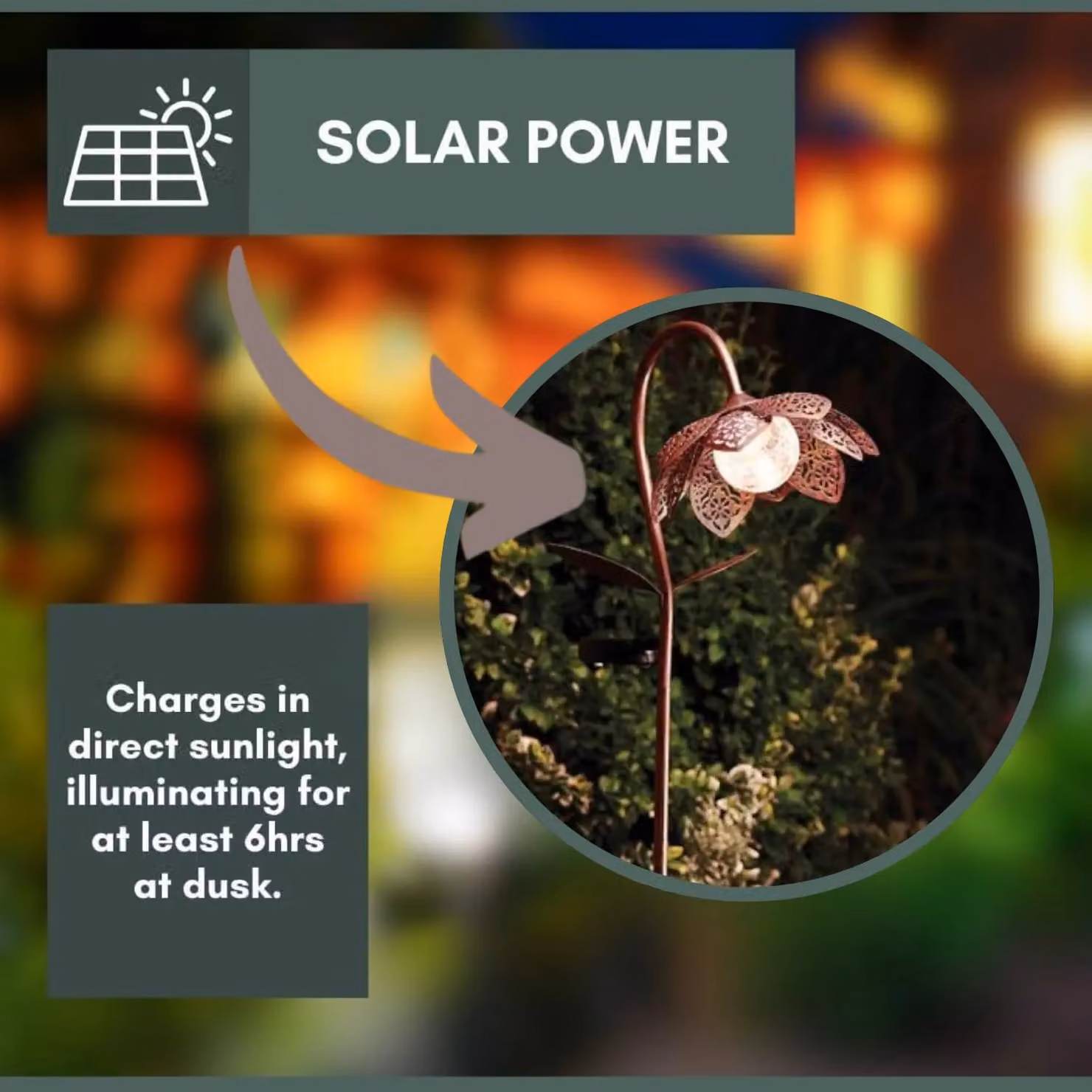 Marco Paul Bronze Crackle Glass Silhouette Flower Solar Stake Light in Copper, Height: 90 cm – 4