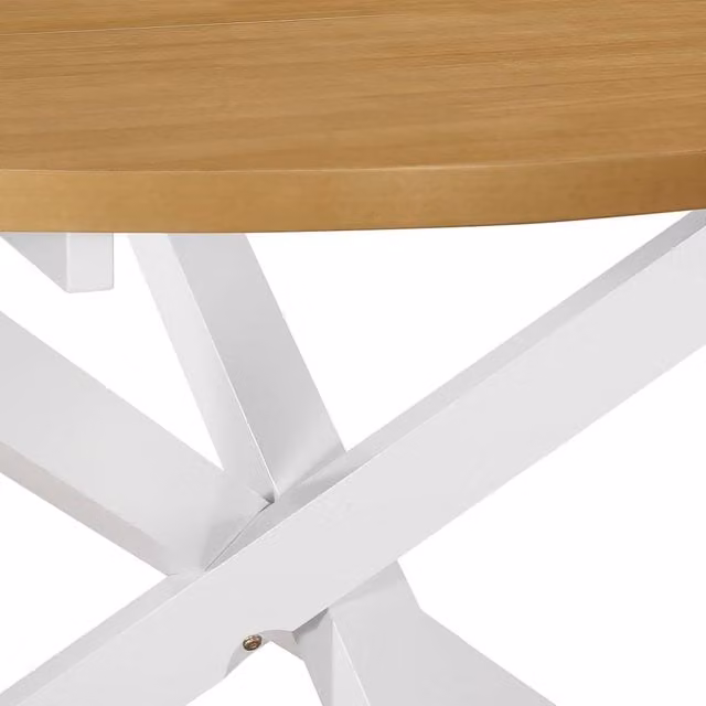Berkfield Home Rectangular Dining Table in White and Brown with X-Frame Design, W/D/H: 120 x 75 x 75 cm