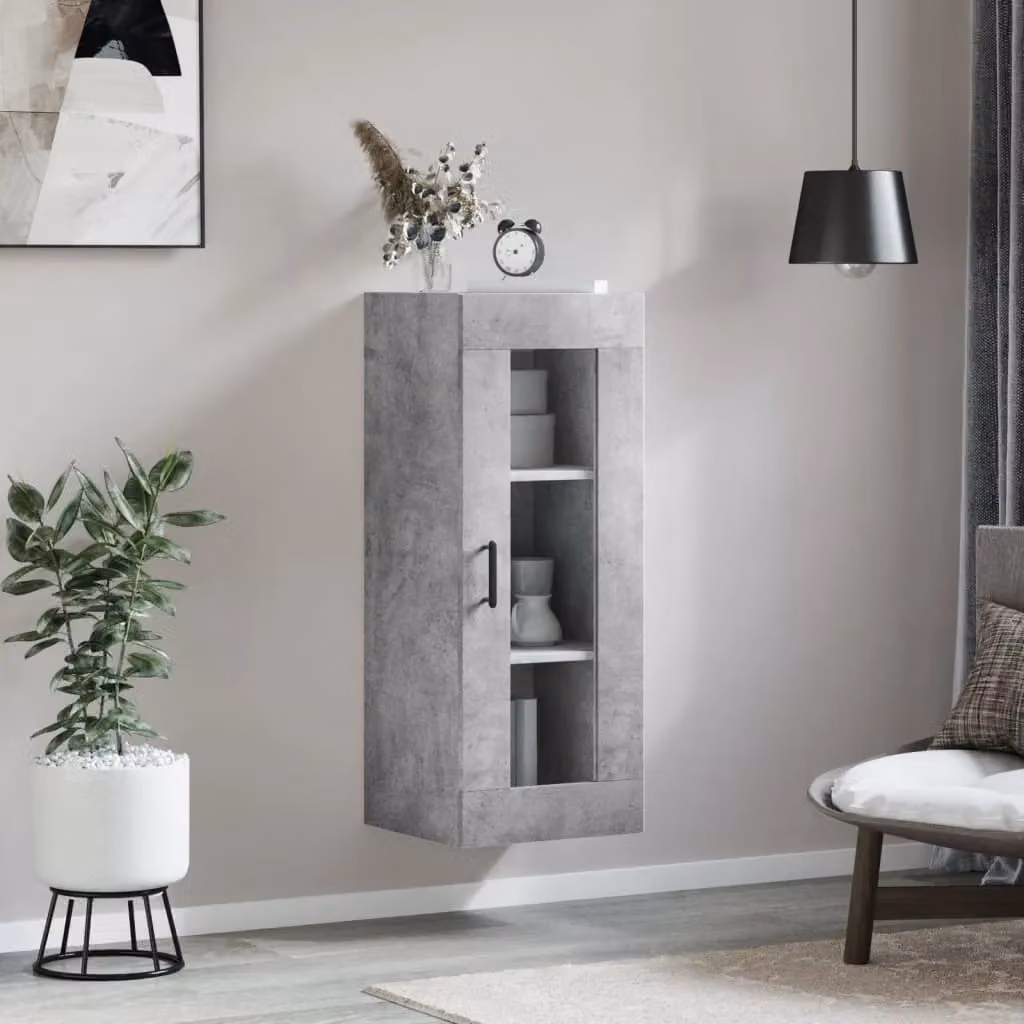 Berkfield Home Modern Wall Mounted Cabinet in Concrete Grey, W/D/H: 34.5 x 34.0 x 90.0 cm – 3