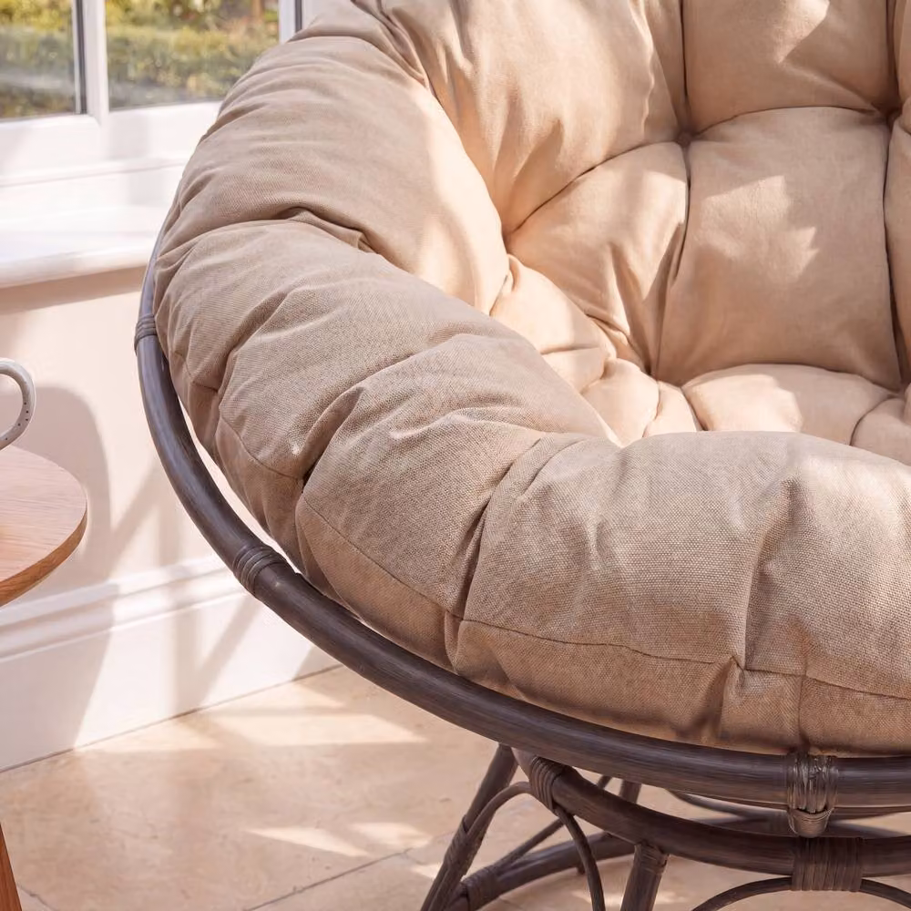 Artemis Home Amara Swivel Papasan Chair in Beige Rattan for Indoor or Outdoor Use – 3