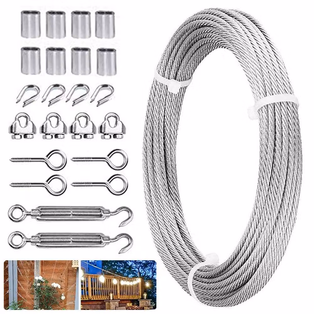 SPETLEK Stainless Steel Wire Rope and Tensioner Kit for Garden Support in Silver – 2