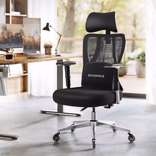 The Bazaarist Reclining Gaming Chair with Lumbar Support, Headrest and Armrests in Jet Black