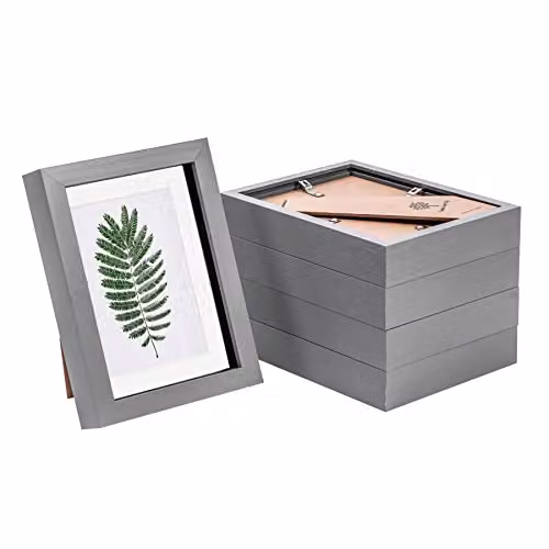 Nicola Spring 3D Shadow Box Photo Frames, Pack of 5, Grey with White 10 x 15 cm Mounts