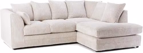 Bliss Furniture Jumbo Cord 4-Seater Right Hand Corner L-Shaped Sofa with Scatter Cushions in Black