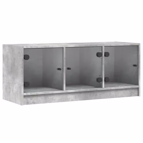 vidaXL Modern TV Cabinet with Glass Doors in Grey, W: 102 cm, D: 42 cm, H: 37 cm