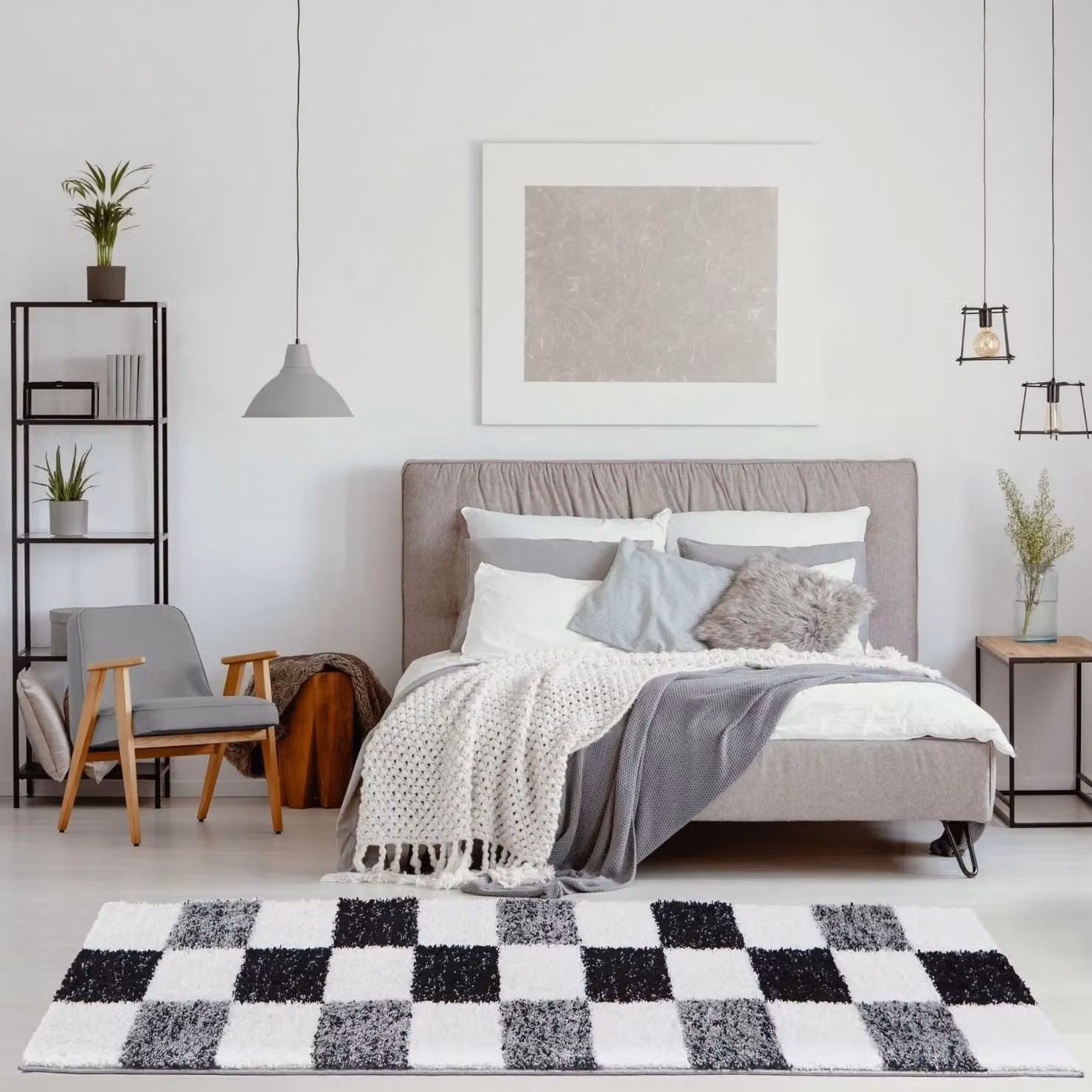 THE RUGS Soft Check High Pile Shaggy Rug Grey W/D: 80 x 300 cm – 8