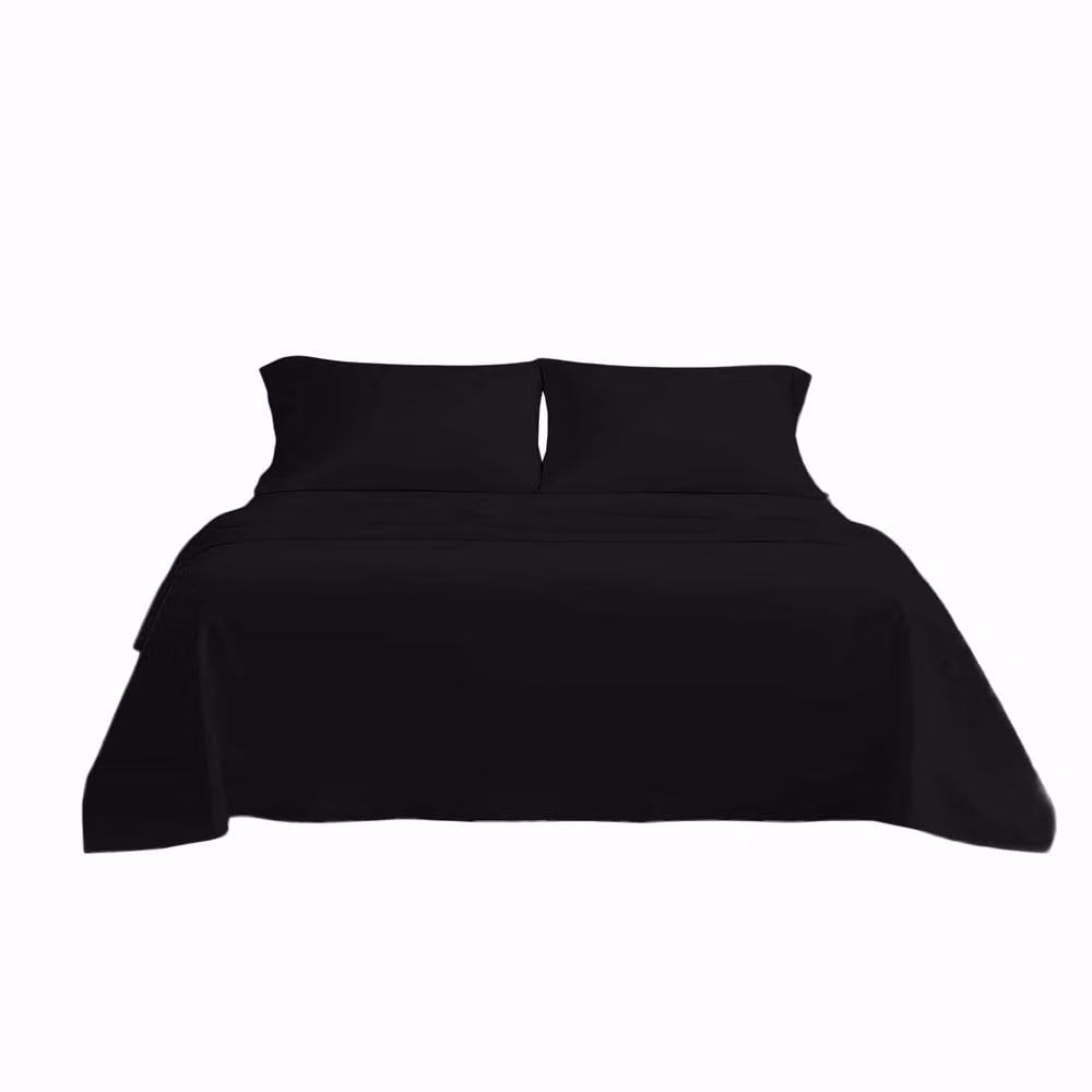 Snug City Microfibre Soft Touch Plain Dyed Flat Sheet in Black, 200 x 200 cm – 2