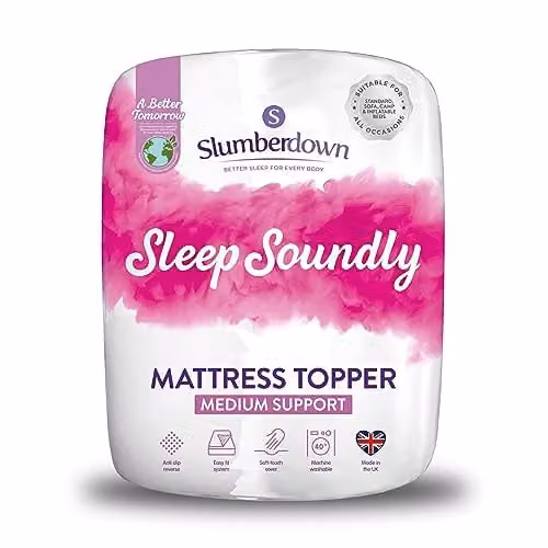 Slumberdown Sleep Soundly Soft Hollow Fibre Mattress Topper in White, W/D/H: 90 x 190 cm
