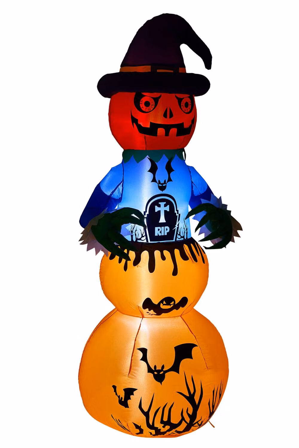 H&O Direct 6ft Inflatable Pumpkin Witch with LED Lights for Halloween in Orange, Purple and Black – 2