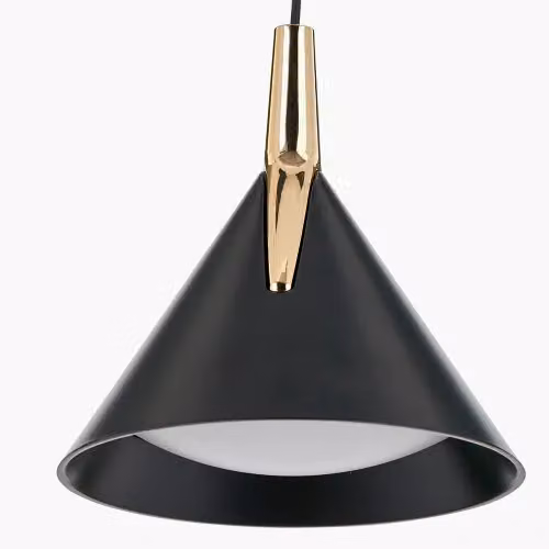 Ruma Modern 3 Drop LED Suspended Ceiling Light in Black and Gold/Brass – 4