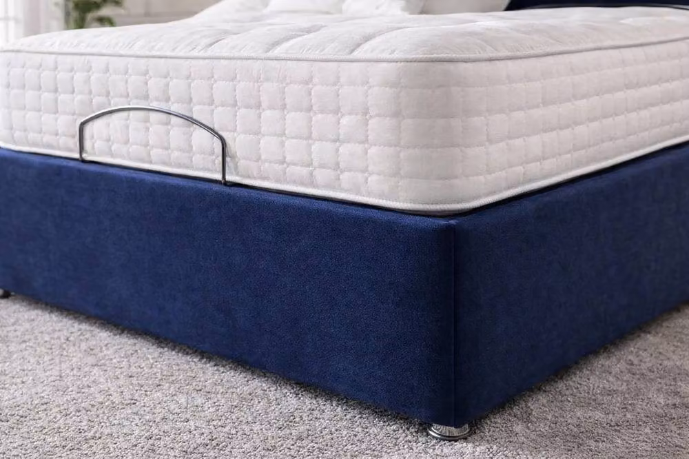 Paradise Beds Ltd Electric Adjustable Upholstered Bed Set with Massage Function in Blue, W/D/H: 90 x 200 cm – 2