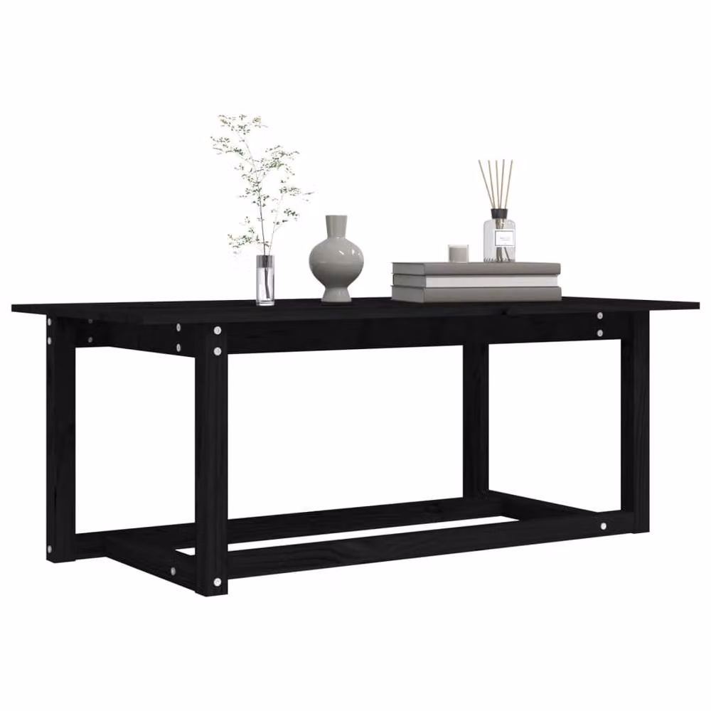 Berkfield Home Beautiful Coffee Table in Black Solid Pine Wood, W/D/H: 110 x 55 x 45 cm – 5