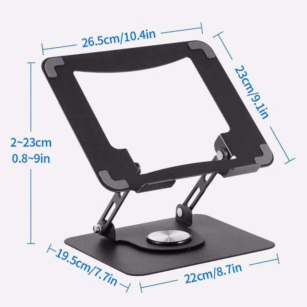 EONLION Black Metal Portable Laptop and Tablet Stand Riser with Adjustable Holder – 2