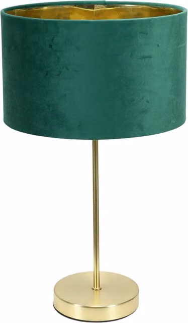 Charlie Gold Stem Table Lamp with Forest Green Velvet and Gold Inner Shade