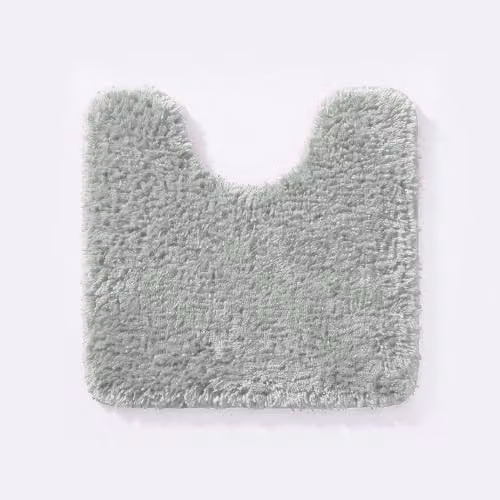 Allure Bath Fashions Non-Slip Microfibre Pedestal Toilet Mat, Grey, W/D: 50 x 50 cm – 1
