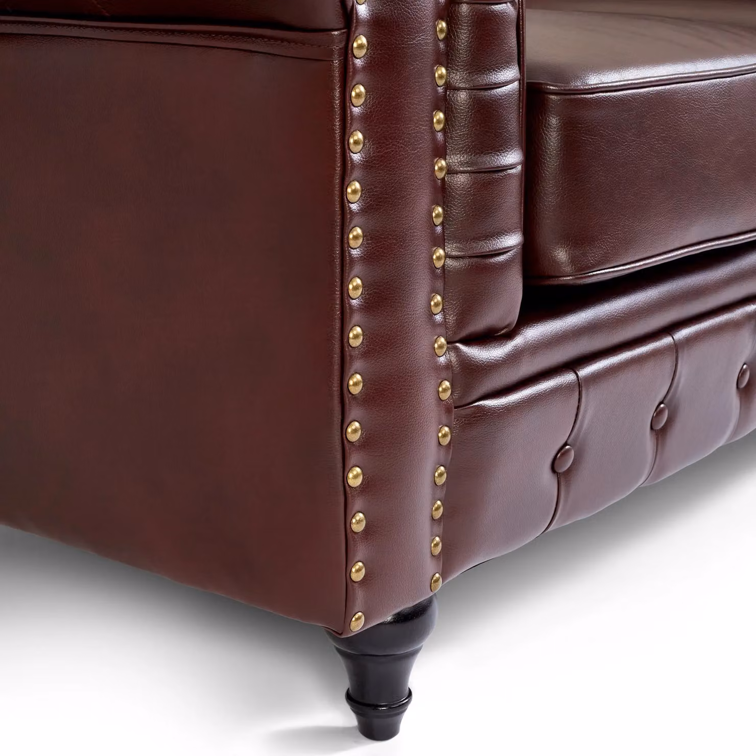 Bravich LTD Chesterfield Faux Leather Button-Tufted 1 Seater Armchair in Brown – 4