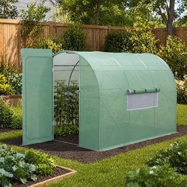 STILVORA Walk-in Greenhouse with Hinged Door and Windows, Green, W: 300 cm, D: 200 cm, H: 200 cm – 1