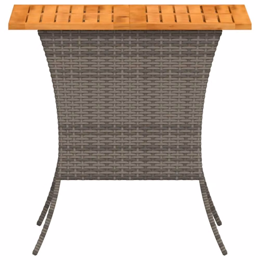 Berkfield Home Grey Poly Rattan Garden Table with Oiled Acacia Wood Top W/D/H: 105 x 75 x 72 cm – 3