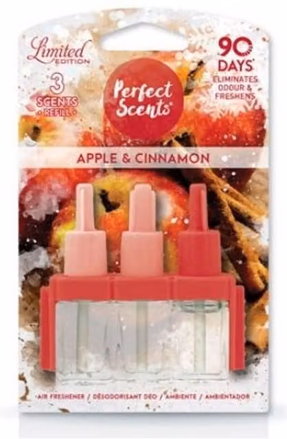 Perfect Scents Apple and Cinnamon Refill Air Freshener 20ml - White