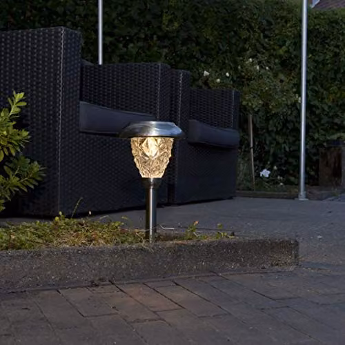 Luxform Saint Étienne Solar LED Garden Spike Light in Silver Stainless Steel – 2