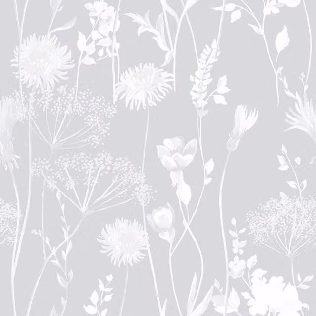 Catherine Lansfield Meadowsweet Floral Botanical Wallpaper in Grey