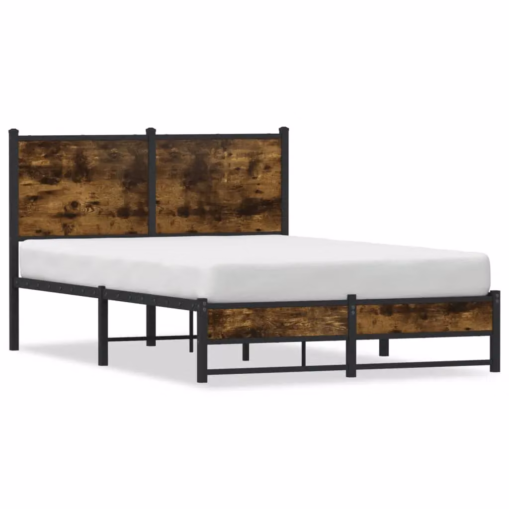 Berkfield Home Metal Bed Frame in Smoked Oak Brown, W/D/H: 120 x 200 cm – 2