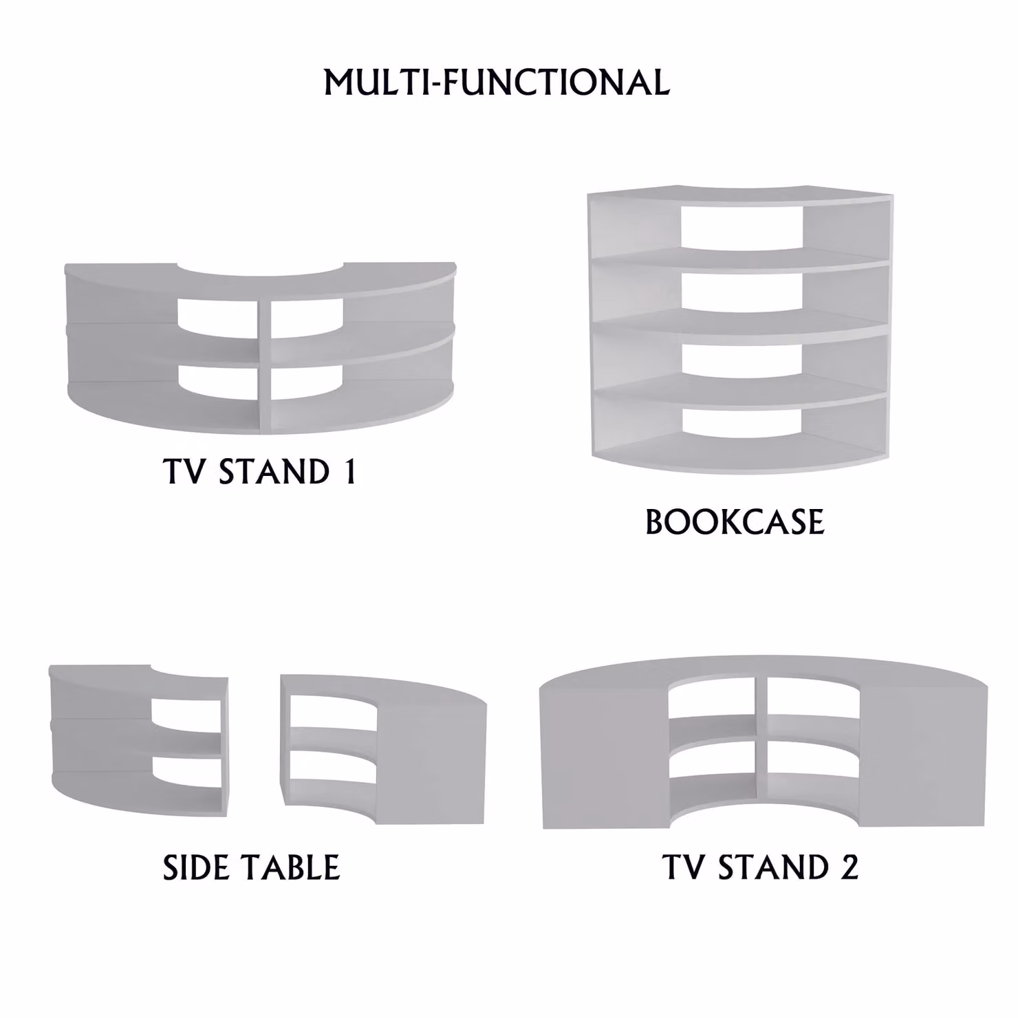 Destina Home Multifunctional Corner TV Stand and Bookshelf in White – 2