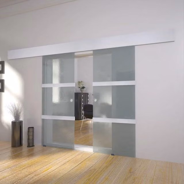 Berkfield Home Modern Double Sliding Glass Door with Aluminium Frame in Transparent and Multicolour – 1