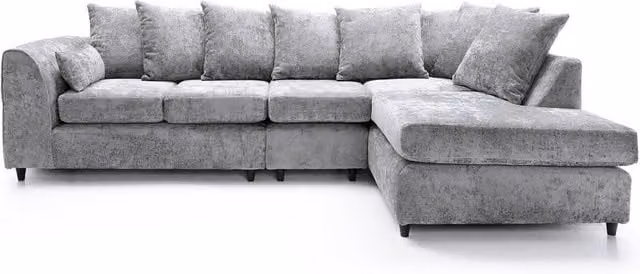 Abakus Direct Harriet Large Right Facing Corner Sofa in Light Grey Crushed Chenille Fabric