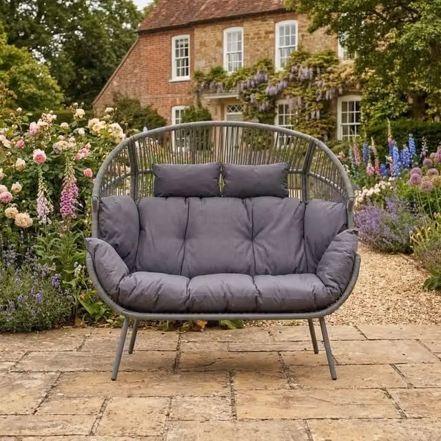 Rosewood & Stone Home Chartwell 2 Seater Standing Egg Chair in Dark Grey