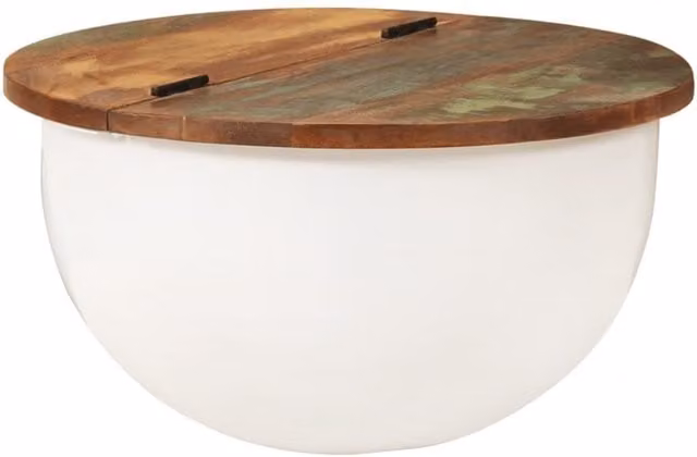 Berkfield Home White Reclaimed Solid Wood Drop Leaf Coffee Table W: 50 cm, D: 27 cm
