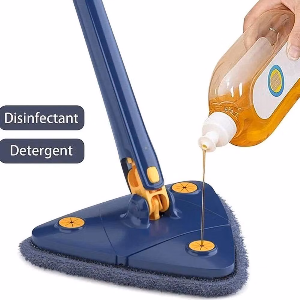 PAWNORA 360 Triangle Mop with Wringer and Telescopic Handle, Blue Microfibre Floor, Ceiling and Wall Cleaner – 6
