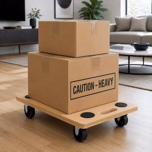 Oypla 150kg Wheeled Platform Dolly Furniture Mover in Brown MDF – 3