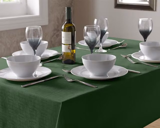 Luxury Living Round Linen-Look Tablecloth in Green, Diameter: 85 cm