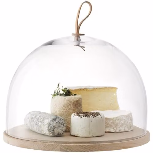 LSA International Ivalo Dome with Ash Base, Clear Glass and Wood, Diameter: 32 cm, Height: 20.5 cm – 1