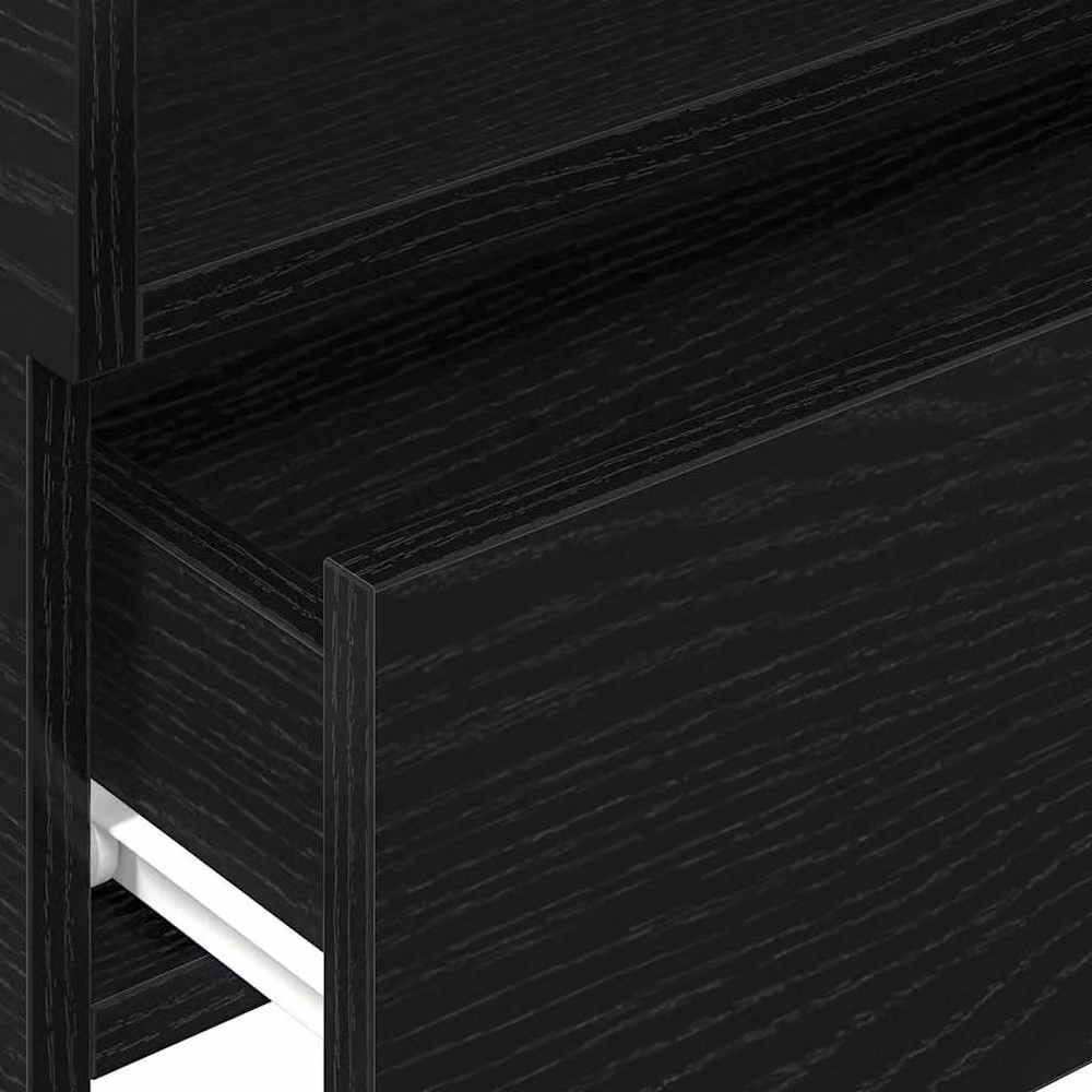 Berkfield Home Set of 2 Modern Wall-mounted Bedside Cabinets in Black, W/D/H: 45 x 26 x 28.5 cm – 6
