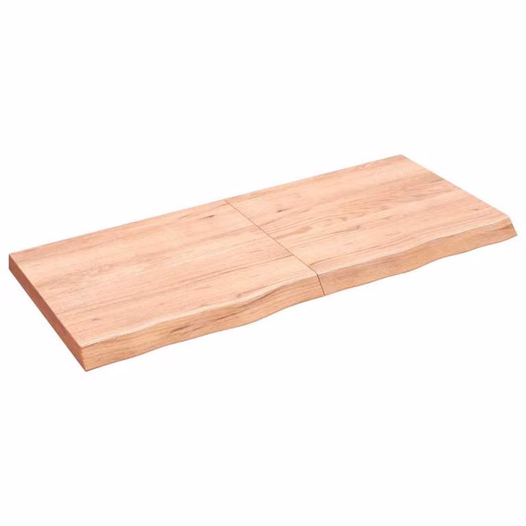 Berkfield Home Wall Mounted Rustic Oak Solid Wood Shelf, Light Brown, W: 140 cm, D: 60 cm, H: 2-6 cm