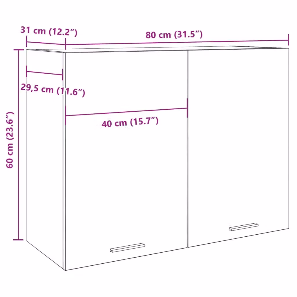 Berkfield Home Lyon Wall Mounted Kitchen Cabinet in Brown, W/D/H: 80 x 31 x 60 cm – 3