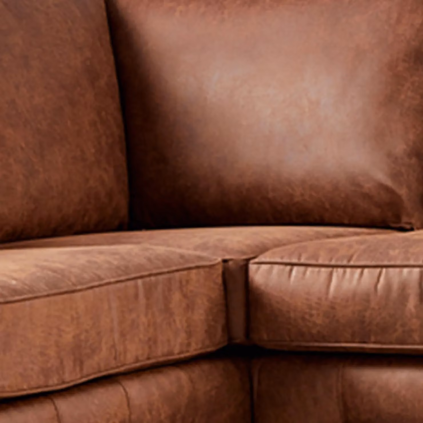 Furnishings For Less UK Oakland Tan Chesterfield 5 Seater L Shape Large Corner Sofa in Synthetic Leather with Scatter Cushions – 2